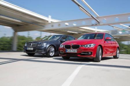 BMW 320i, Mercedes C 200, Frontansicht