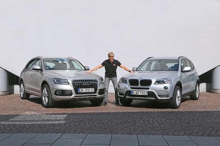 Audi Q5 2.0 TFSI Quattro, BMW X3 x-Drive 28i, Frontansicht, Marcus Peters Audi Q5 2.0 TFSI Quattro, BMW X3 x-Drive 28i, Frontansicht, Marcus Peters