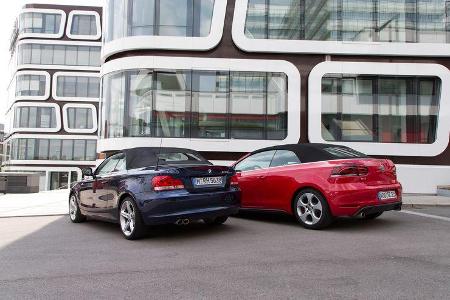 BMW 125i Cabrio, VW Golf GTI Cabrio, Heckansicht