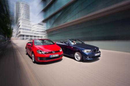 BMW 125i Cabrio, VW Golf GTI Cabrio, Frontansicht