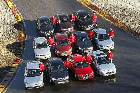 Die Spitzenkräfte der Limousinen-Mittelklasse, vom neuen Audi A4 über die ebenfalls knackfrischen Renault Laguna und Mazda 6...