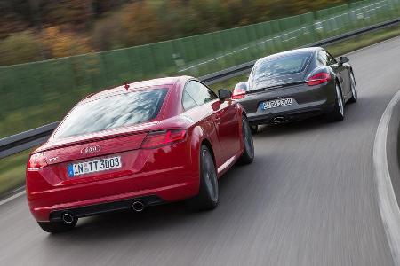 Audi TT Coup 2.0 TFSI, Porsche Cayman, Heckansicht