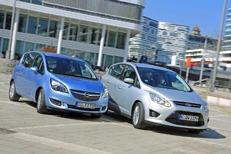 Ford C-Max 2.0 TDCI, Opel Meriva 1.6 CDTI, Frontansicht