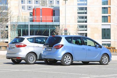 Ford C-Max 2.0 TDCI, Opel Meriva 1.6 CDTI, Seitenansicht