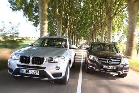 BMW X3 xDRIVE 20d, Mercedes GLK 250 Bluetec 4Matic, Frontansicht