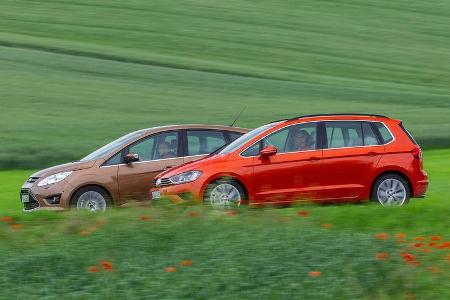 Ford C-Max 1.6 Ecoboost, VW Golf Sportsvan 1.4 TSI, Seitenansicht