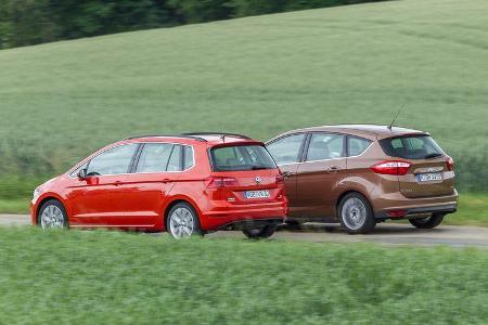 Ford C-Max 1.6 Ecoboost, VW Golf Sportsvan 1.4 TSI, Heckansicht