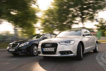 Audi A6 2.0 TDI Ultra, Mercedes E 220 Bluetec, Frontansicht Audi A6 2.0 TDI Ultra, Mercedes E 220 Bluetec, Frontansicht