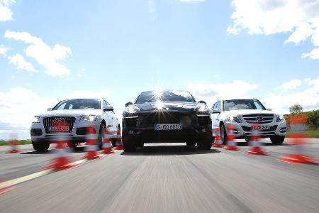Audi Q5, Mercedes GLK, Porsche Macan, Frontansicht Audi Q5, Mercedes GLK, Porsche Macan, Frontansicht