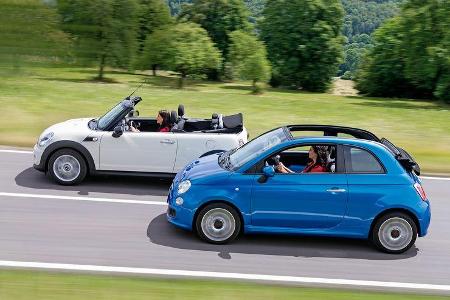 Fiat 500C, Mini One Cabrio, Seitenansicht