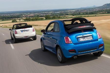 Fiat 500C, Mini One Cabrio, Heckansicht