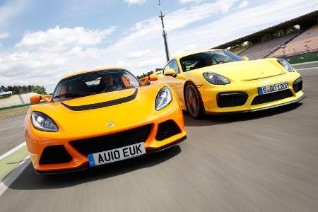 Porsche Cayman GT4, Lotus Exige S, Frontansicht Porsche Cayman GT4, Lotus Exige S, Frontansicht