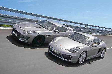 Jaguar F-Type 3.0 V6 Coupé, Porsche Cayman S, Frontansicht