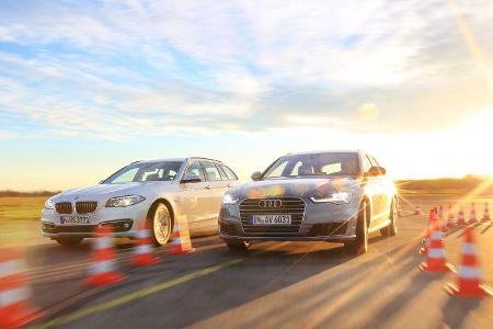 Audi A6 Avant 2.0 TDI Ultra, BMW 520d Touring, Frontansicht Audi A6 Avant 2.0 TDI Ultra, BMW 520d Touring, Frontansicht