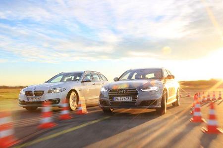 Audi A6 Avant 2.0 TDI Ultra, BMW 520d Touring, Frontansicht