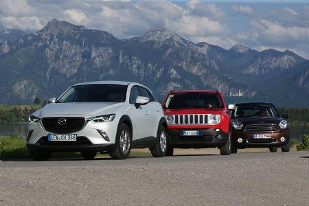 Jeep Renegade, Mazda CX-3, Mini Cooper Countryman