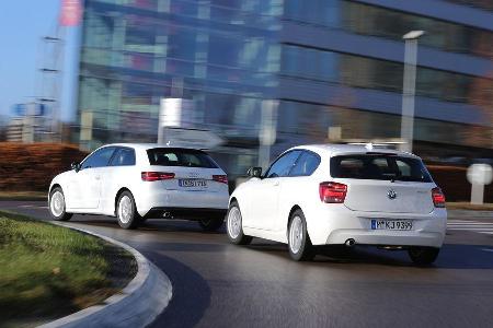 Audi A3 1.6 TDI Ultra, BMW 116d Efficient Dynamics Edition, Heckansicht