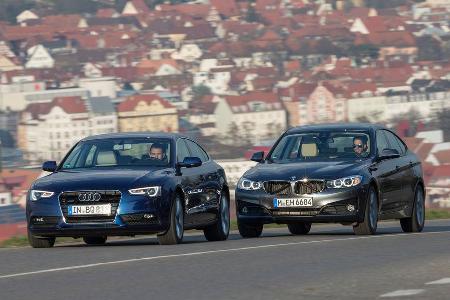 Audi A5 Sportback 2.0 TDI Quattro, BMW 320d GT xDrive, Frontansicht