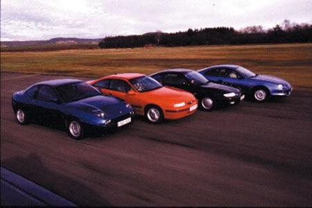 Fiat Coupé 2.0 16 V, Mazda MX-6 2.0i 16 V, Opel Calibra 2.0i, Toyota Celica 1.8 Fiat Coupé 2.0 16 V, Mazda MX-6 2.0i 16 V, Opel Calibra 2.0i, Toyota Celica 1.8
