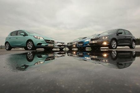 Ford Fiesta, Opel Corsa, Renault Clio, Skoda Fabia, VW Polo, Seitenansicht