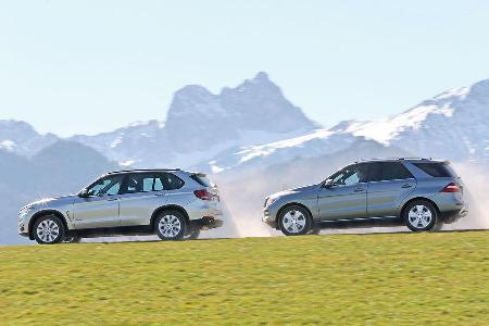 BMW X5 xDrive 25d, Mercedes ML 250 Bluetec 4Matic, Seitenansicht