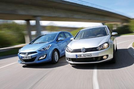 Hyundai i30 1.6 CRDi, VW Golf 1.6 TDI, Frontansicht