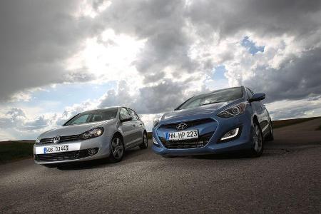 Hyundai i30 1.6 CRDi, VW Golf 1.6 TDI, Frontansicht