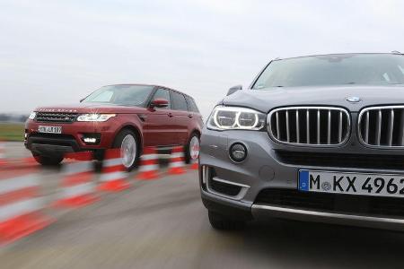 BMW X5 xDrive 30d, Range Rover Sport SDV6, Frontansicht