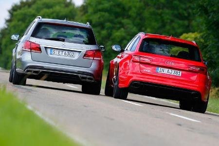 Audi RS6 Avant, Mercedes E 63 T AMG S 4Matic, Heckansicht