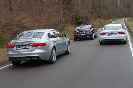 Mercedes CLS 400 4Matic, Audi A7 Sportback 3.0 TFSI Quattro, Jaguar XF 35t Prestige