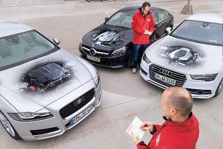 Mercedes CLS 400 4Matic, Audi A7 Sportback 3.0 TFSI Quattro, Jaguar XF 35t Prestige