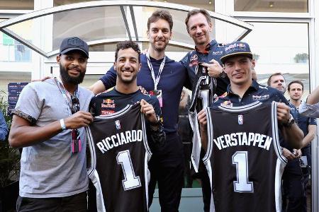 Pau Gasol, Patty Mills, Daniel Ricciardo & Max Verstappen - GP USA 2016