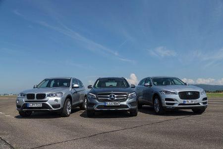 BMW-X3-Jaguar-F-Pace-Mercedes-GLC-Vergleichstest