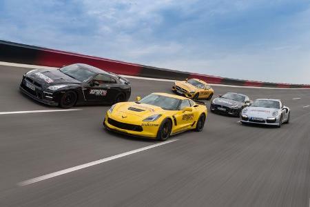 Chevrolet Corvette, Jaguar F-Type, Mercedes-AMG GT, Nissan GT-R, Porsche 911