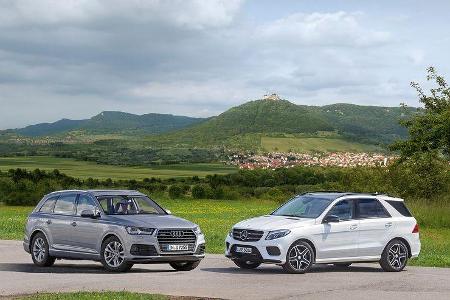 Audi Q7, Mercedes GLE, Seitenansicht