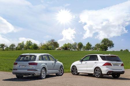 Audi Q7, Mercedes GLE, Heckansicht