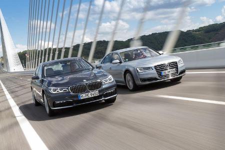 BMW 7er, Audi A8, Fahrvergleich, AMS 1915, 09/15