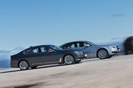 BMW 7er, Audi A8, Fahrvergleich, AMS 1915, 09/15