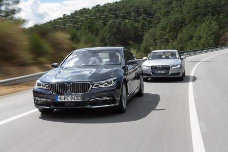 BMW 7er, Audi A8, Fahrvergleich, AMS 1915, 09/15