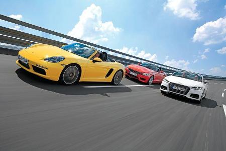 Audi TTS Roadster 2.0 TFSI, BMW Z4 sDrive 35i, Porsche 718 Boxster