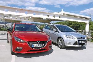 Ford Focus 1.0 Ecoboost und Mazda 3 Skyaktiv-G 100