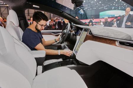 Tesla Model X, Sitzprobe, Genfer Autosalon, 03/2016