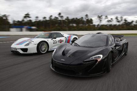 Porsche 918 Spyder, McLaren P1, Frontansicht