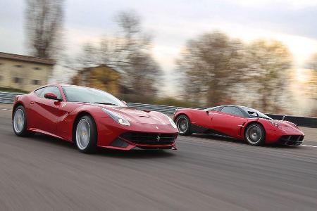Pagani Huayra, Ferrari F12 Berlinetta, Seitenansicht