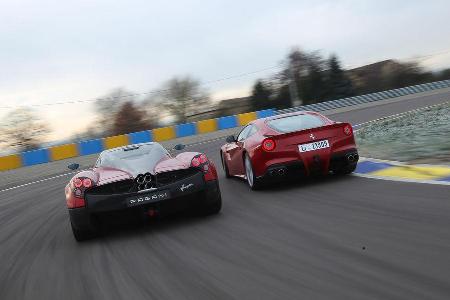 Pagani Huayra, Ferrari F12 Berlinetta, Heckansicht