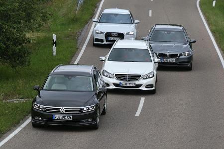 Audi A6 Avant 2.0 TFSI, BMW 528i Touring, Mercedes E 250 T Elegance, VW Passat Variant 2.0 TSI Audi A6 Avant 2.0 TFSI, BMW 528i Touring, Mercedes E 250 T Elegance, VW Passat Variant 2.0 TSI
