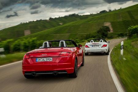 Audi TT Roadster 2.0 TFSI, Mercedes SLC 300, Heckansicht