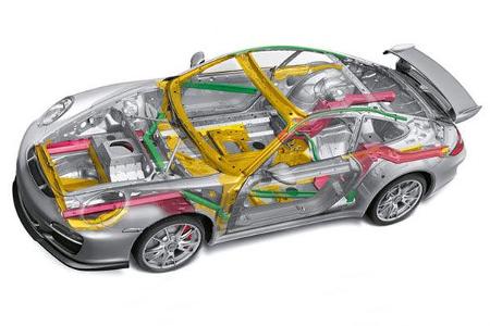 Leichtbau: Türen sowie Kofferraumhaube aus Aluminium und Heckdeckel aus Kunststoff.