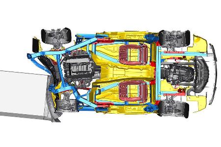 Der Aluminium-Spaceframe erfüllt alle Anforderungen hinsichtlich passiver Sicherheit.