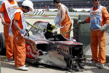In Barcelona sorgte Heikki Kovalainen mit seinem High-Speed-Abflug für eine Schrecksekunde.